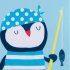 2pcs Boys Swimsuit Set Cute Cartoon Printing Long Sleeved Sunscreen Quick drying Swimwear For Children pink penguin 6 7years XL