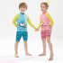 2pcs Boys Swimsuit Set Cute Cartoon Printing Long Sleeved Sunscreen Quick drying Swimwear For Children pink penguin 5 6years L