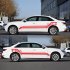 2pcs Car Body Side Door Decals Graphic Stickers 235cm Geometric Stripe Universal red