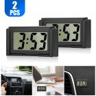 2pcs Car Dashboard Digital Clock Large Screen Digital Display Electronic Watch Clock With Adhesive Support black
