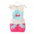 2pcs Cartoon Printing Tank Top Set For Girls Summer Cotton Vest Shorts Two piece Set crown red 2 3Y 100cm