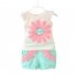 2pcs Cartoon Printing Tank Top Set For Girls Summer Cotton Vest Shorts Two piece Set sun flower rose red 2 3Y 100cm