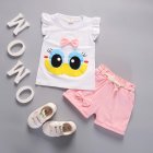 2pcs Cartoon Printing Tank Top Set For Girls Summer Cotton Vest Shorts Two-piece Set princess white 0-1Y 80cm