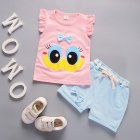 2pcs Cartoon Printing Tank Top Set For Girls Summer Cotton Vest Shorts Two-piece Set princess pink 1-2Y 90cm