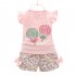 2pcs Cartoon Printing Tank Top Set For Girls Summer Cotton Vest Shorts Two piece Set windmill rose red 1 2Y 90cm