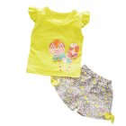 2pcs Cartoon Printing Tank Top Set For Girls Summer Cotton Vest Shorts Two-piece Set windmill yellow 0-1Y 80cm
