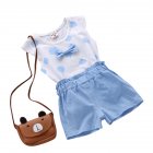 2pcs Cartoon Printing Tank Top Set For Girls Summer Cotton Vest Shorts Two-piece Set fruit blue 1-2Y 90cm