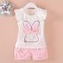 2pcs Cartoon Printing Tank Top Set For Girls Summer Cotton Vest Shorts Two piece Set rabbit pink 3 4Y 110cm