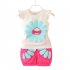 2pcs Cartoon Printing Tank Top Set For Girls Summer Cotton Vest Shorts Two piece Set doll rose red 2 3Y 100cm