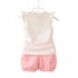 2pcs Cartoon Printing Tank Top Set For Girls Summer Cotton Vest Shorts Two piece Set plaid beige 0 1Y 80cm