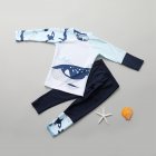 2pcs Children Boys Split Swimming Suit Sun Protection Whale Pattern Bathing Suit Beachwear Swimming Equipment whale 9-11years 4XL