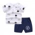2pcs Children Cotton Home Wear Suit Short Sleeves T shirt Shorts Two piece Set For Boys Girls blue lion 90cm