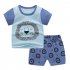 2pcs Children Cotton Home Wear Suit Short Sleeves T shirt Shorts Two piece Set For Boys Girls blue lion 120cm