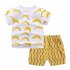 2pcs Children Cotton Home Wear Suit Short Sleeves T shirt Shorts Two piece Set For Boys Girls yellow dinosaurs 80cm