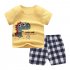 2pcs Children Cotton Home Wear Suit Short Sleeves T shirt Shorts Two piece Set For Boys Girls blue lion 90cm