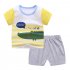 2pcs Children Cotton Home Wear Suit Short Sleeves T shirt Shorts Two piece Set For Boys Girls bananas 100cm