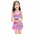 2pcs Children Girls One-piece Swimsuit With Swimming Hat Sleeveless Sunscreen Bathing Suits Swimwear pink 3-4Y M