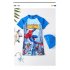 2pcs Children One piece Swimsuit Sun Protection Diving Suit Cartoon Printing Swimsuit With Swimming Cap blue 7 8year XL