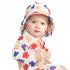 2pcs Children One piece Swimsuit For Boys Girls Cartoon Dinosaur Flower Sunscreen Swimwear With Swimming Cap Dark Blue Dinosaur 3 4Y 4