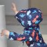 2pcs Children One piece Swimsuit For Boys Girls Cartoon Dinosaur Flower Sunscreen Swimwear With Swimming Cap Dark Blue Dinosaur 3 4Y 4