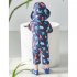2pcs Children One piece Swimsuit For Boys Girls Cartoon Dinosaur Flower Sunscreen Swimwear With Swimming Cap Dark Blue Dinosaur 3 4Y 4
