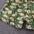 2pcs Children Shirt Shorts Suit Short Sleeves Lapel Trendy Leaf Printing Tops Shorts For 1 6 Years Old Kids dark green 18 24M 90cm