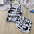 2pcs Children Sleeveless Tank Tops Suit Summer Vest Shorts Breathable Quick drying Sports Set gray camouflage 7 8Y 120cm