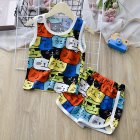 2pcs Children Sleeveless Tank Tops Suit Summer Vest Shorts Breathable Quick-drying Sports Set red cat 9-10Y 130cm