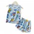 2pcs Children Sleeveless Tank Tops Suit Summer Vest Shorts Breathable Quick drying Sports Set sea fish 1 2Y 80cm