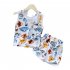 2pcs Children Sleeveless Tank Tops Suit Summer Vest Shorts Breathable Quick drying Sports Set sea fish 5 6Y 110cm
