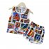 2pcs Children Sleeveless Tank Tops Suit Summer Vest Shorts Breathable Quick drying Sports Set sea fish 5 6Y 110cm