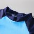 2pcs Children Split Swimsuit Suit Boys Long Sleeves Cartoon Printing Sunscreen Swimwear Swimming Pants Set blue 9 10years 4XL