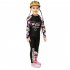 2pcs Children Split Swimsuit Sunscreen Quick drying Long sleeved Tops Trousers Swimwear For Boys Girls black blue flower 2XL