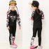2pcs Children Split Swimsuit Sunscreen Quick drying Long sleeved Tops Trousers Swimwear For Boys Girls black blue flower 3XL