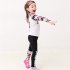 2pcs Children Split Swimsuit Sunscreen Quick drying Long sleeved Tops Trousers Swimwear For Boys Girls black blue flower 3XL