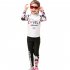 2pcs Children Split Swimsuit Sunscreen Quick drying Long sleeved Tops Trousers Swimwear For Boys Girls black blue flower 3XL
