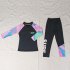 2pcs Children Split Swimwear Long Sleeves Sunscreen Breathable Quick drying Beach Swimsuit For Girls Boys Colorful 4XL