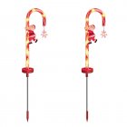 2pcs Christmas Candy Cane Lights With Stake Solar Panel IP65 Waterproof Solar Powered Landscape Path Lights For Garden Patio Yard Lawn Candy Cane Light
