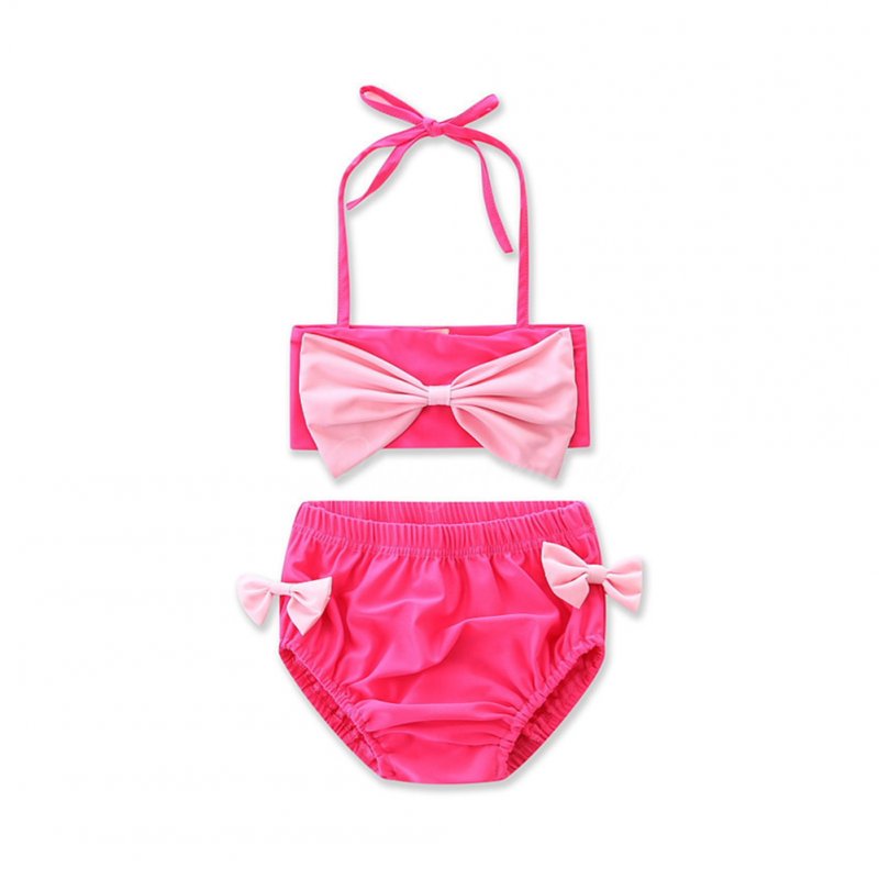 2pcs Cute Bowknot Swimsuit Set Breathable Quick-drying Swimwear For 1-6 Years Old Girls S17009 5-6Y 6T