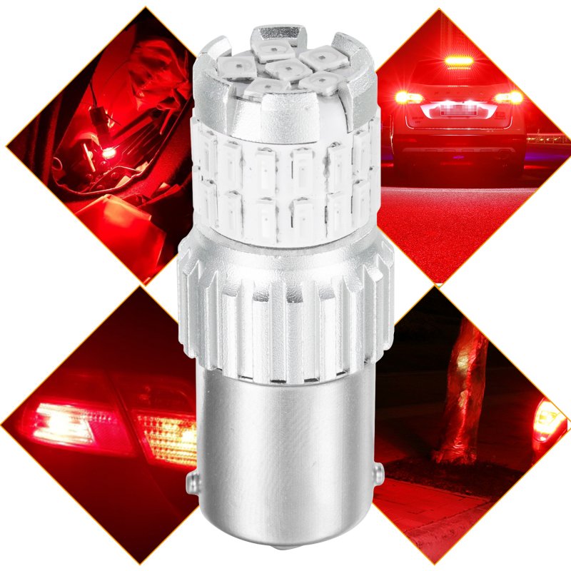 2pcs Fast Heat Disspation Aluminum LED Bulb for Drviaion 1156/1157Canbus Light Red light_1156 bau15s py21w