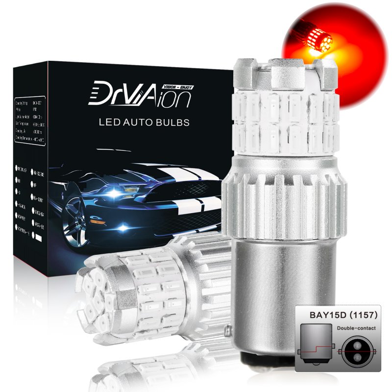 2pcs Fast Heat Disspation Aluminum LED Bulb for Drviaion 1156/1157Canbus Light Red light_1157 bay15d p21-5w