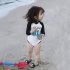 2pcs For 2 7 Years Old Kids One piece Swimsuit Sunscreen Long Sleeve With Swimming Cap Swimming  Set white M