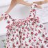 2pcs Girls Cotton Suit Summer Sleeveless Sweet Floral Printing Tank Tops Denim Shorts Set For Kids Aged 0 4 red 1 2Y 90cm