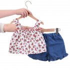2pcs Girls Cotton Suit Summer Sleeveless Sweet Floral Printing Tank Tops Denim Shorts Set For Kids Aged 0-4 red 0-1Y 80cm