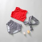 2pcs Girls Cute Bikini Set With Hairband Summer Split Quick-drying Swimsuit For 3-7 Years Old Children red 5-6years L