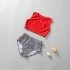 2pcs Girls Cute Bikini Set With Hairband Summer Split Quick drying Swimsuit For 3 7 Years Old Children red 5 6years L