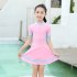 2pcs Girls One piece Skirt Swimsuit With Swimming Cap Sunscreen Quick drying Swimwear For Kids Aged 5 14 dark blue 8 9Y 140