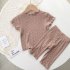 2pcs Girls Pajamas Suit Polka Dot Print Round Neck Short Sleeve Top Pants Summer Thin Clothes Matcha green 110cm