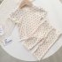2pcs Girls Pajamas Suit Polka Dot Print Round Neck Short Sleeve Top Pants Summer Thin Clothes Matcha green 110cm