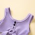 2pcs Girls Sleeveless Split Swimsuit Cute Round Neck Swimwear Breathable Swimming Briefs For Kids Aged 1 6 225003 purple 4 5Y 5T